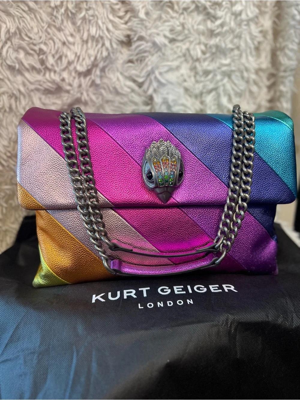 💜KURT GEIGER LONDON XXL LEATHER KENSINGTON BAG💜NWT